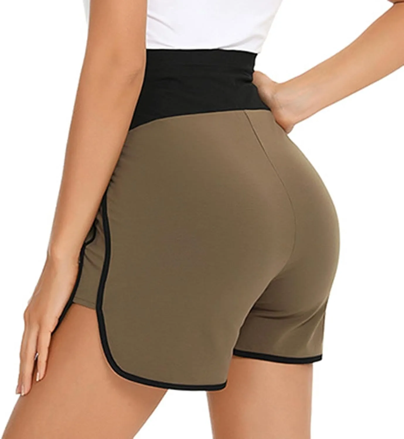 Women's Maternity Shorts Over Belly Pregnancy Lounge Workout Running Pajama Lightweight Sleep Shorts with Pockets