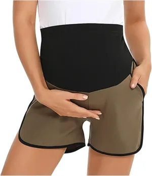Women's Maternity Shorts Over Belly Pregnancy Lounge Workout Running Pajama Lightweight Sleep Shorts with Pockets