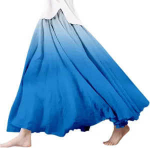 Womens Maxi Skirt Dress Boho Flowy Swing A-Line Elastic Waist Pleated Beach Vacation Long Skirrts Swimsuit Cover Ups