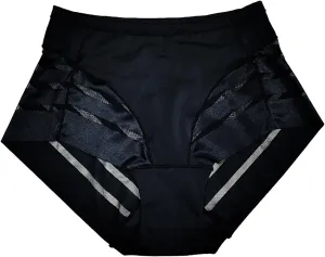Women's Mesh Underwear Ice Silk Breathable Panties Thongs Clear High Waisted Sexy Briefs Cheeky Tangas Comfy