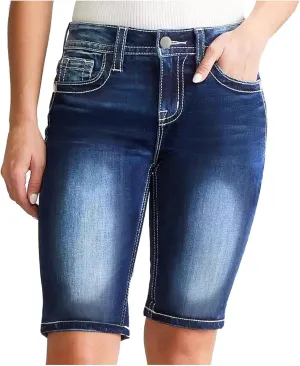 Women's Mid-Rise Denim Shorts,High-Waisted Stretch Fashion Hole Bottom Denim Pants,Comfortable Summer
