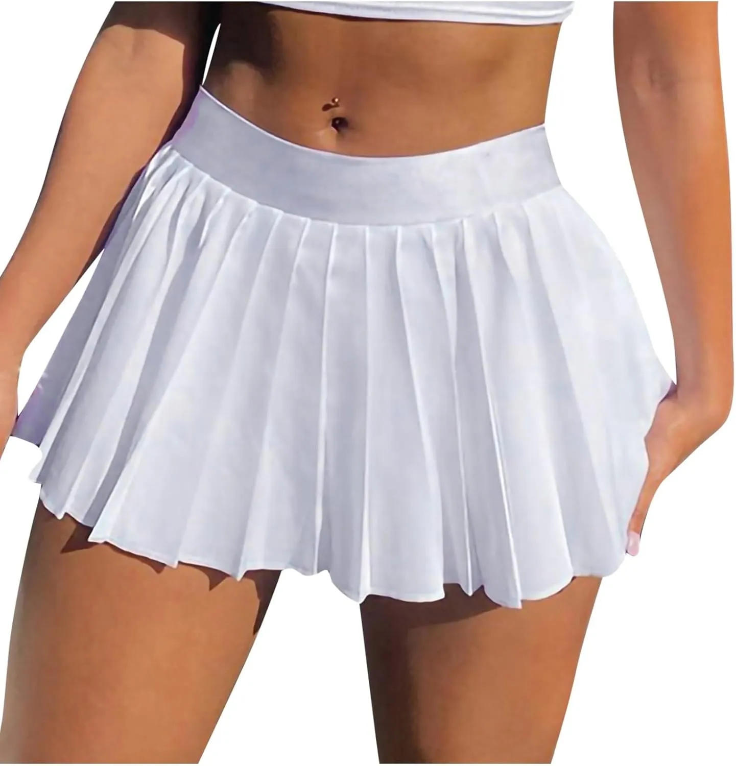 Womens Mini Skirts for Summer 2025 Trendy Ruffle Hem Mid Waisted Elastic Girls Y2K Fashion Mini Skirts Party Clothes