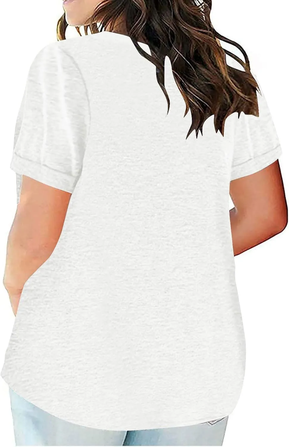 Womens Plus Size Summer Tops Short Sleeve V Neck T Shirts Casual Loose Fit Solid Tshirts Oversized Going Out Tees