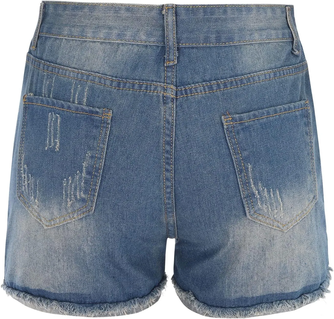 Women's Ripped Denim Shorts with Pockets,High-Waisted Stretch Fit,Distressed Hem Casual Summer Style