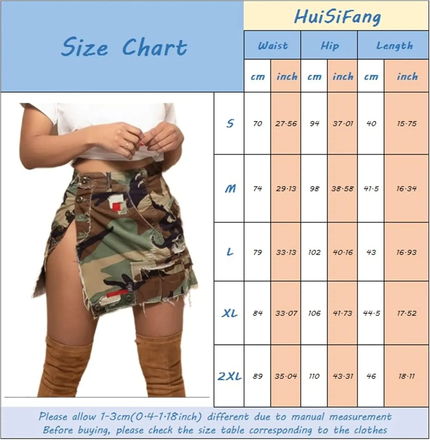 Women's Sexy Mini Skirts Camo Cargo Distressed Ripped Short Length Casual Skirt