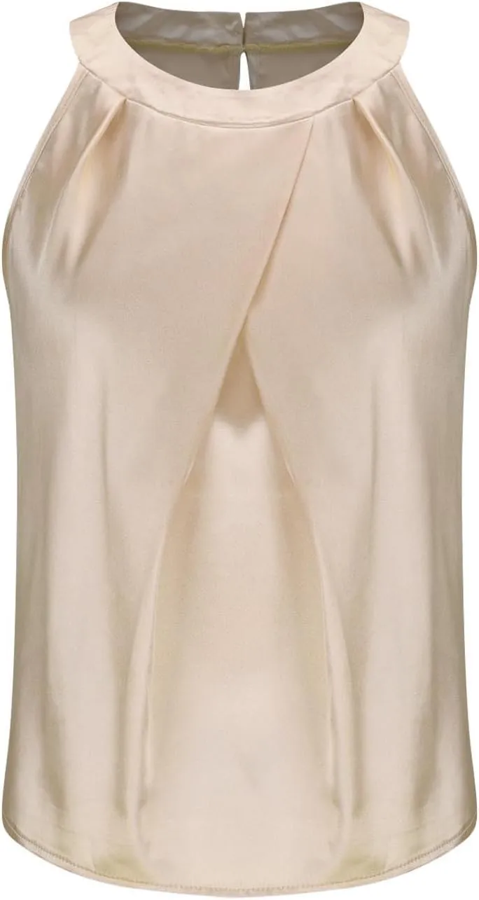 Womens Silk Satin Tank Tops Halter Neck Sleeveless Pullover Top 2025 Summer Basic Blouse Fashion Work Tshirts