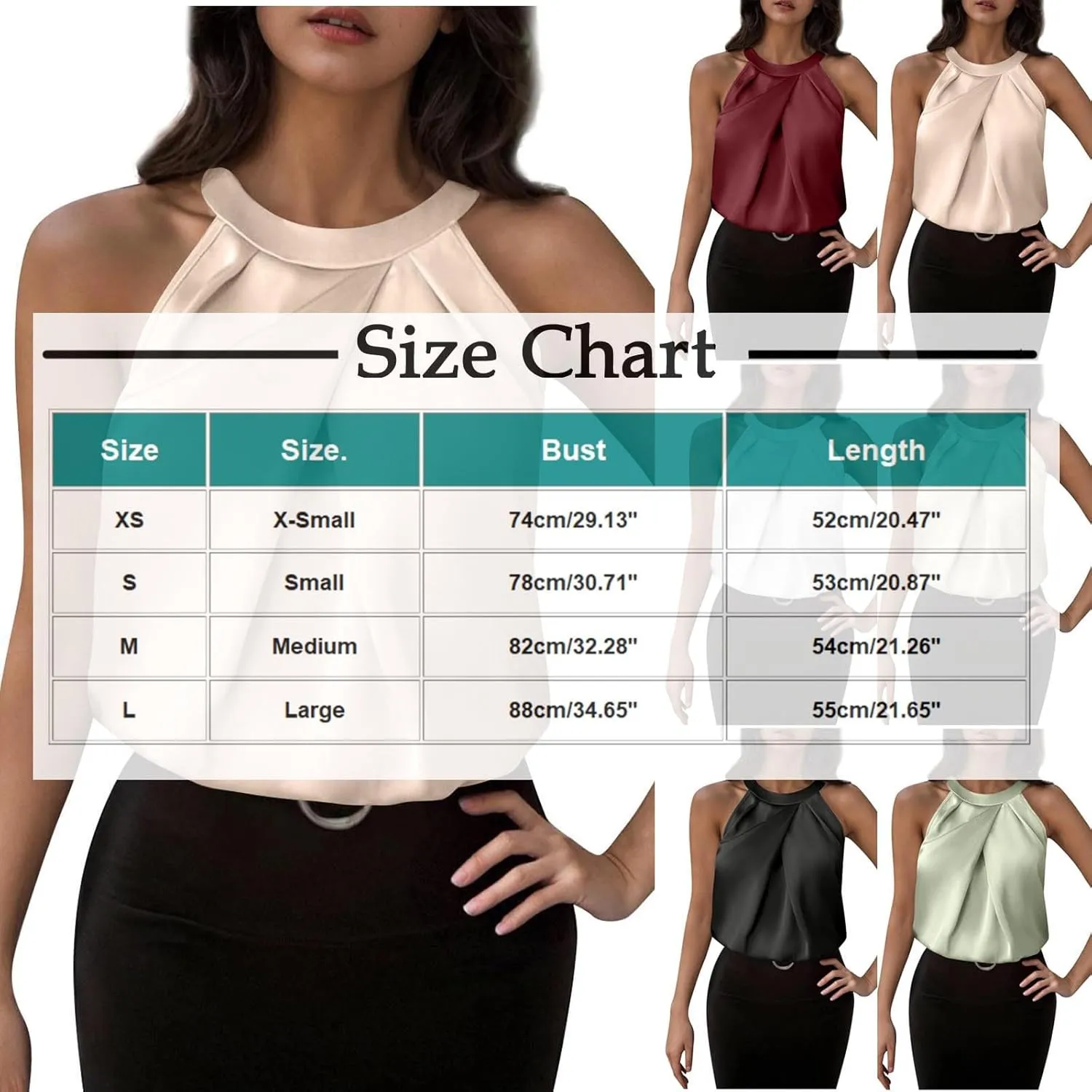 Womens Silk Satin Tank Tops Halter Neck Sleeveless Pullover Top 2025 Summer Basic Blouse Fashion Work Tshirts
