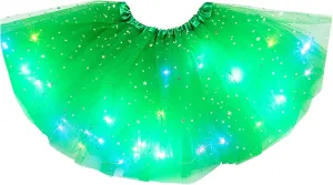Women's Sparkly Tutu Skirts Light Up Layered Ballet Dance Tulle Skirt Prom Mini Skirt Club Party Costume