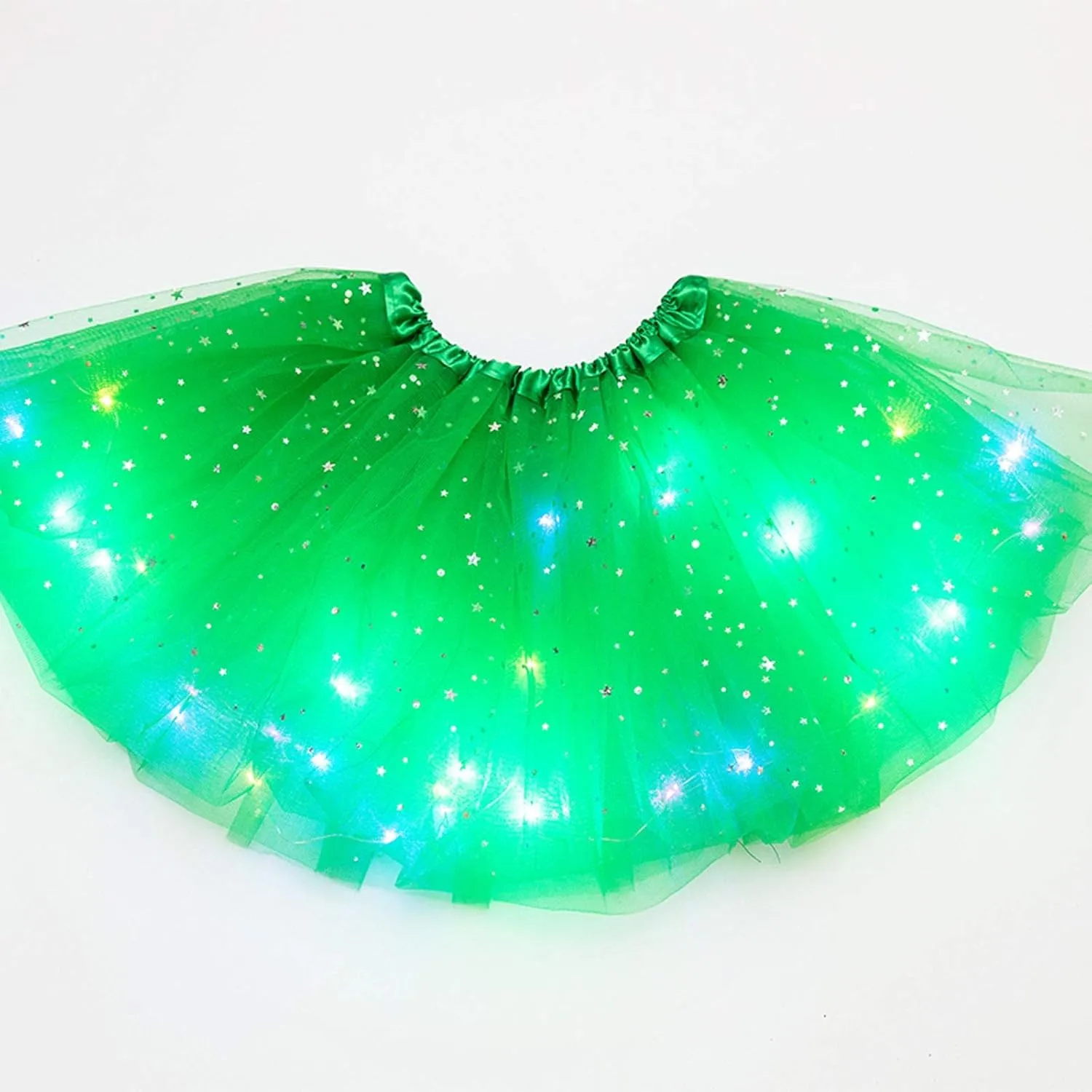 Women's Sparkly Tutu Skirts Light Up Layered Ballet Dance Tulle Skirt Prom Mini Skirt Club Party Costume