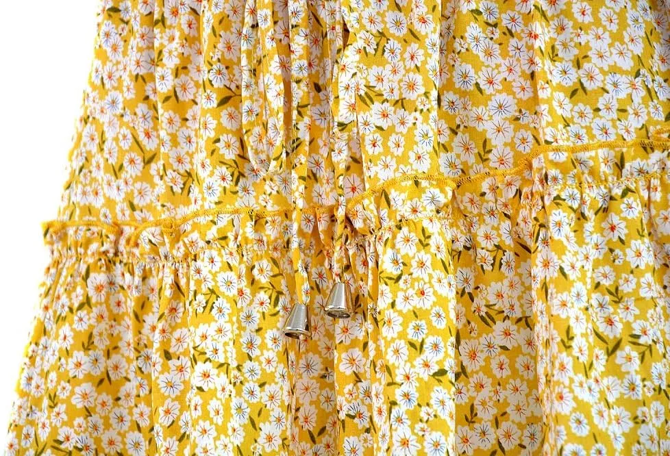 Womens Summer Flowy Tiered Ruffle Mini Skirt Cute High Waist Beach Boho Floral Polka Dot Short Skirts