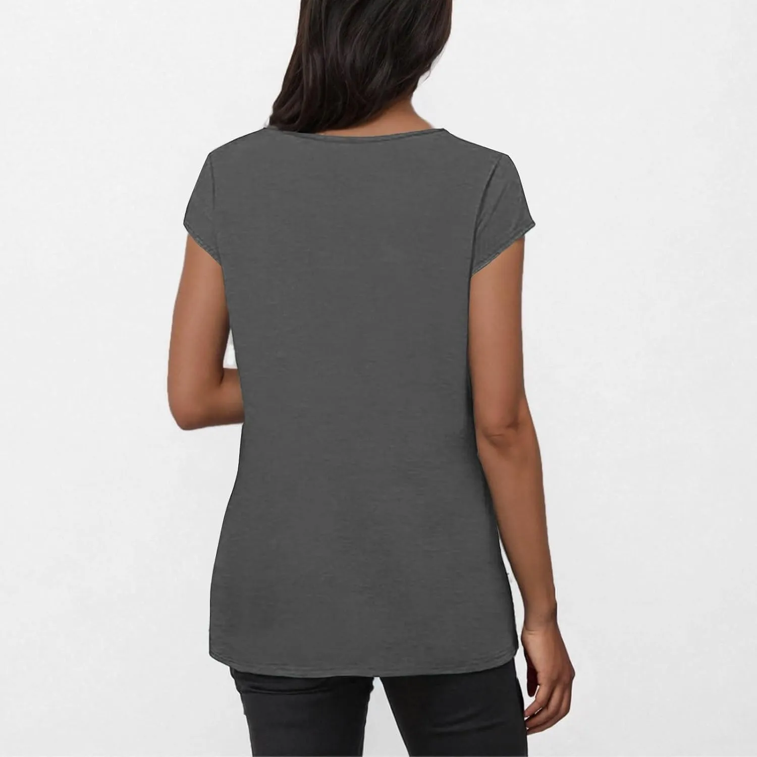 Womens Summer Tops 2025 Cap Sleeve Scoop Neck T Shirts Short Sleeve Tshirts Beach Shirts Fashion Vacation Cloth