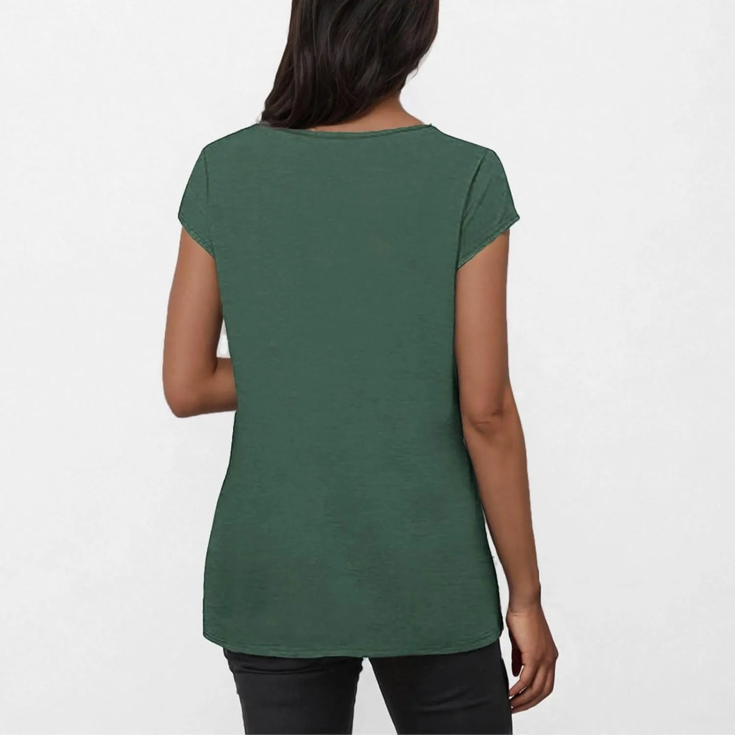 Womens Summer Tops 2025 Cap Sleeve Scoop Neck T Shirts Short Sleeve Tshirts Beach Shirts Fashion Vacation Cloth