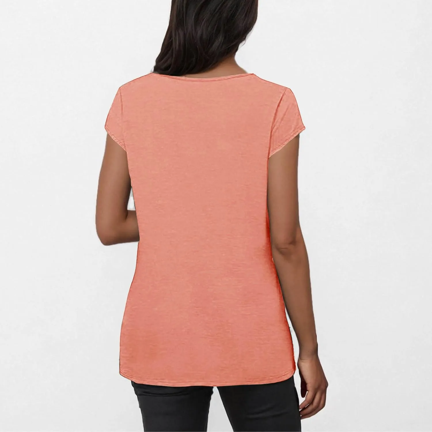 Womens Summer Tops 2025 Cap Sleeve Scoop Neck T Shirts Short Sleeve Tshirts Beach Shirts Fashion Vacation Cloth