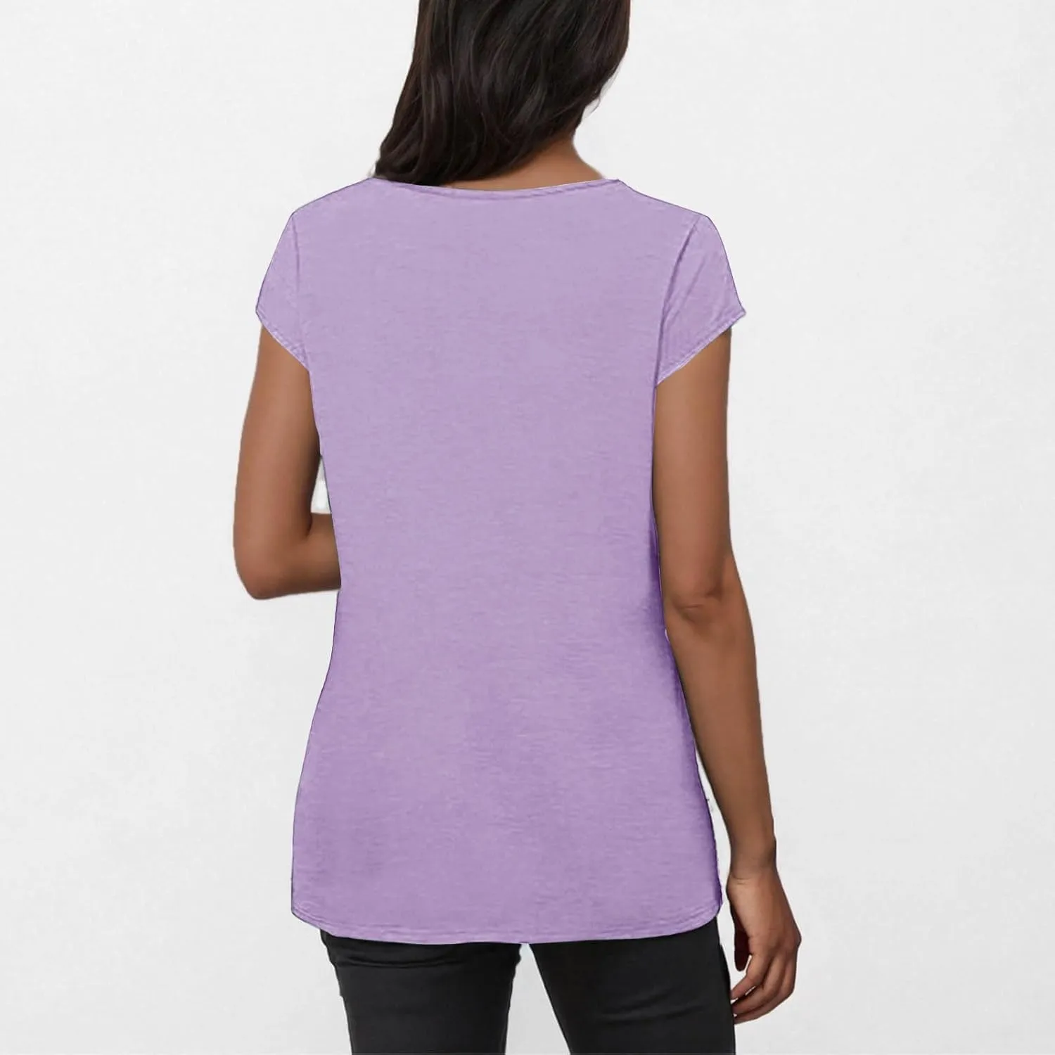 Womens Summer Tops 2025 Cap Sleeve Scoop Neck T Shirts Short Sleeve Tshirts Beach Shirts Fashion Vacation Cloth