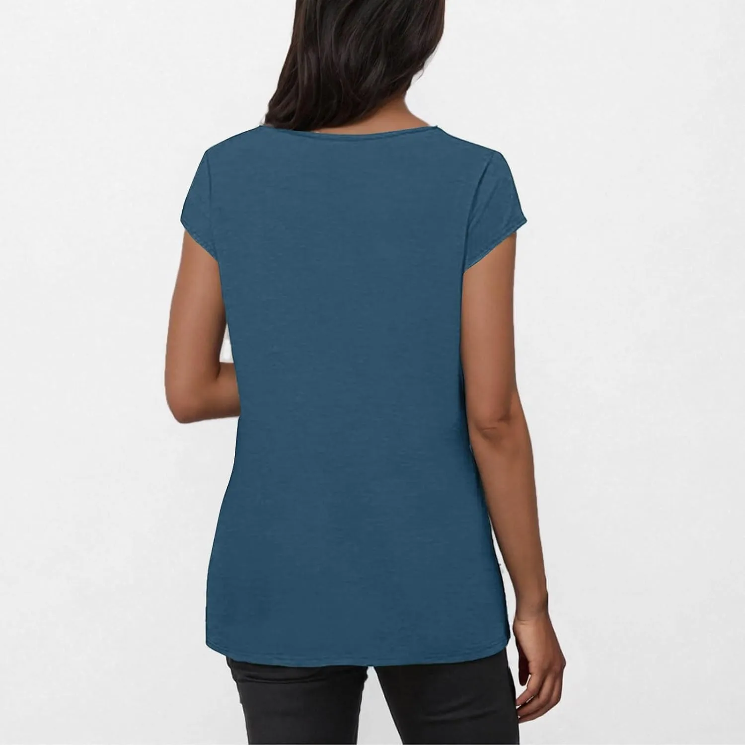 Womens Summer Tops 2025 Cap Sleeve Scoop Neck T Shirts Short Sleeve Tshirts Beach Shirts Fashion Vacation Cloth