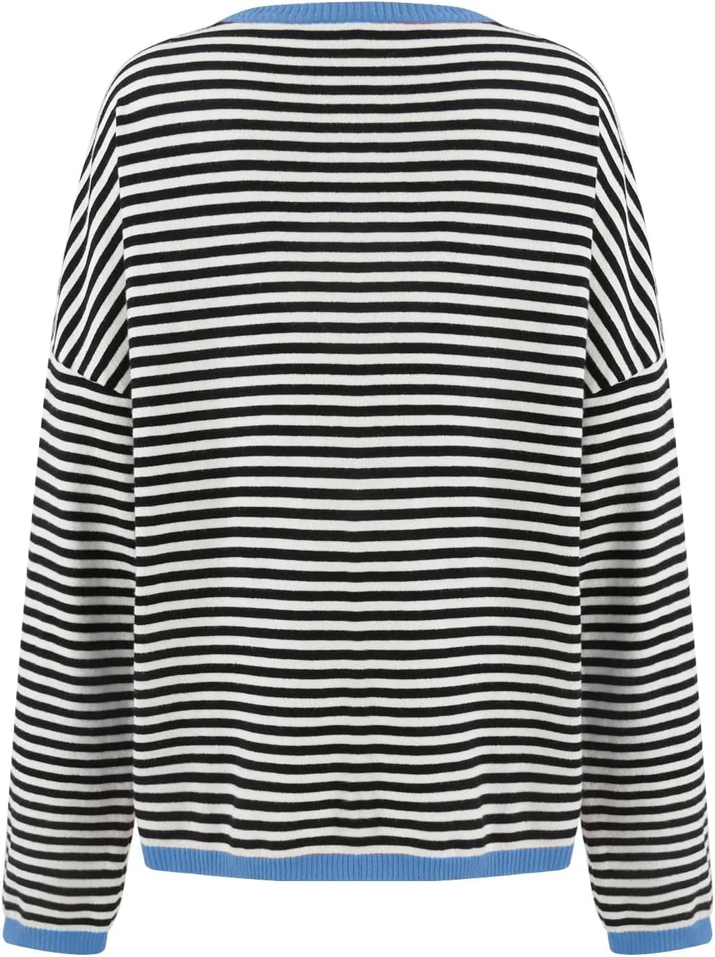 Womens Sweaters Striped Color Block Long Sleeve Casual Loose Knitted Pullover Shirts 2024 Fall Outfits Trendy Tops