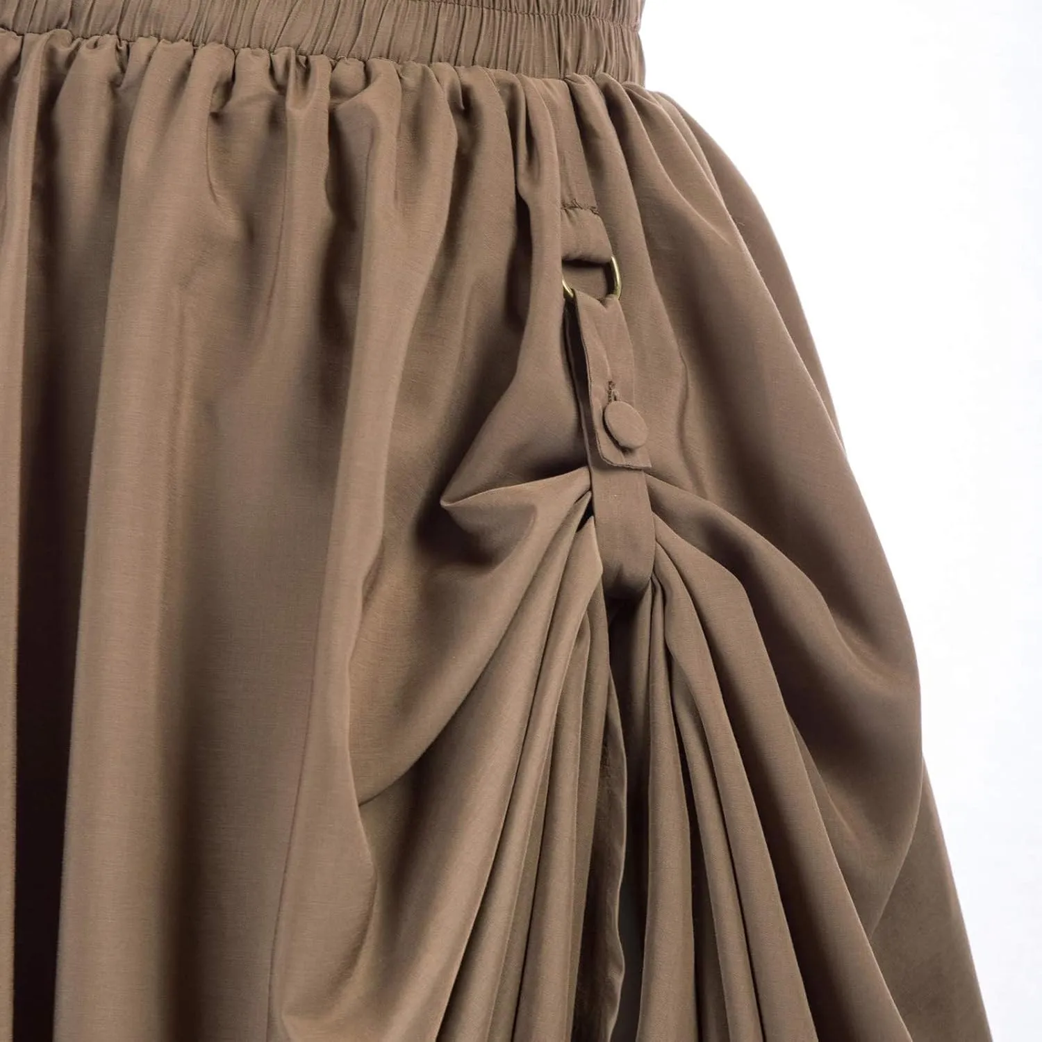 Women's Vintage Maxi Long Skirt Elastic Waist Lace Trim Ruched Flowy Long Skirt Gothic Victorian Renaissance Skirts