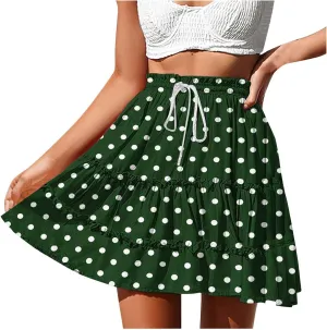 Women's Vintage Polka Dots Mini Skirts Tiered A Line Flowy Short Skirt