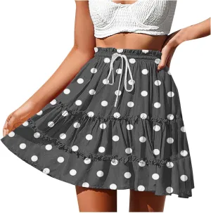 Women's Vintage Polka Dots Mini Skirts Tiered A Line Flowy Short Skirt
