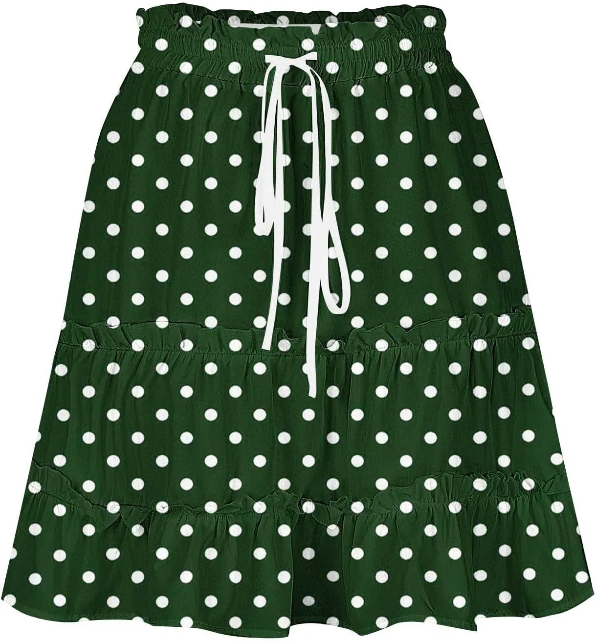 Women's Vintage Polka Dots Mini Skirts Tiered A Line Flowy Short Skirt