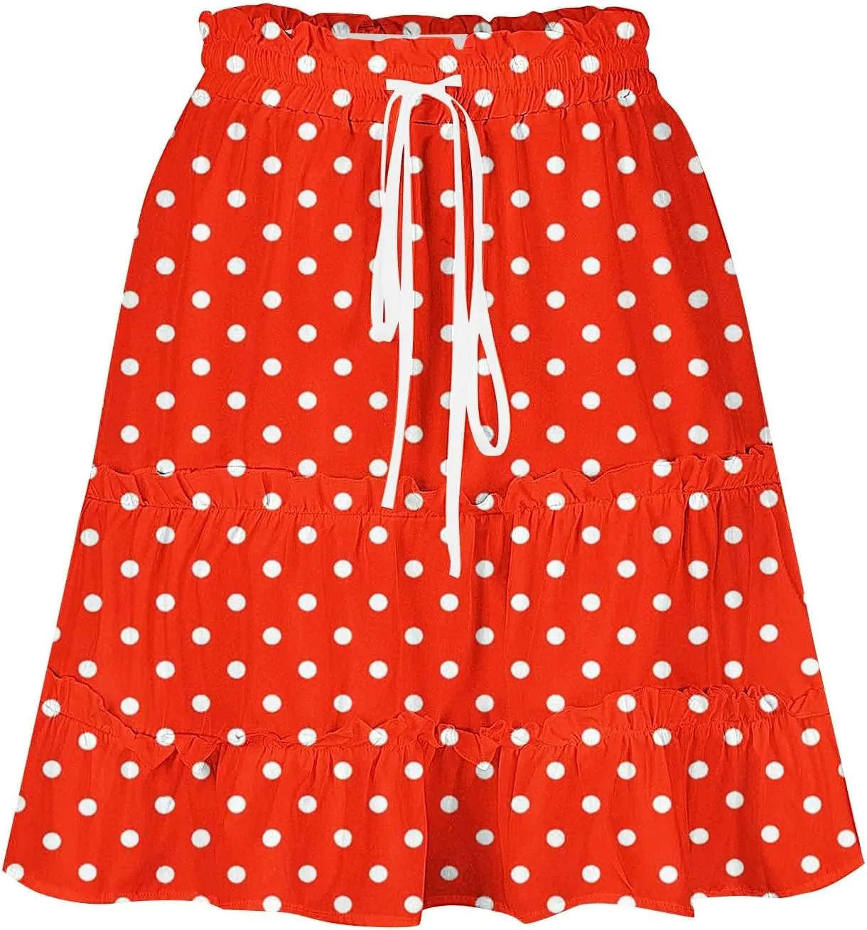 Women's Vintage Polka Dots Mini Skirts Tiered A Line Flowy Short Skirt