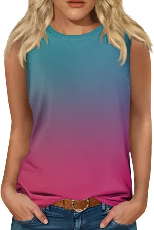Womens Workout Tank Tops, Causal Sleeveless Tank Tops for Women Summer Tops Crewneck Cute Floral Print Cute Camis