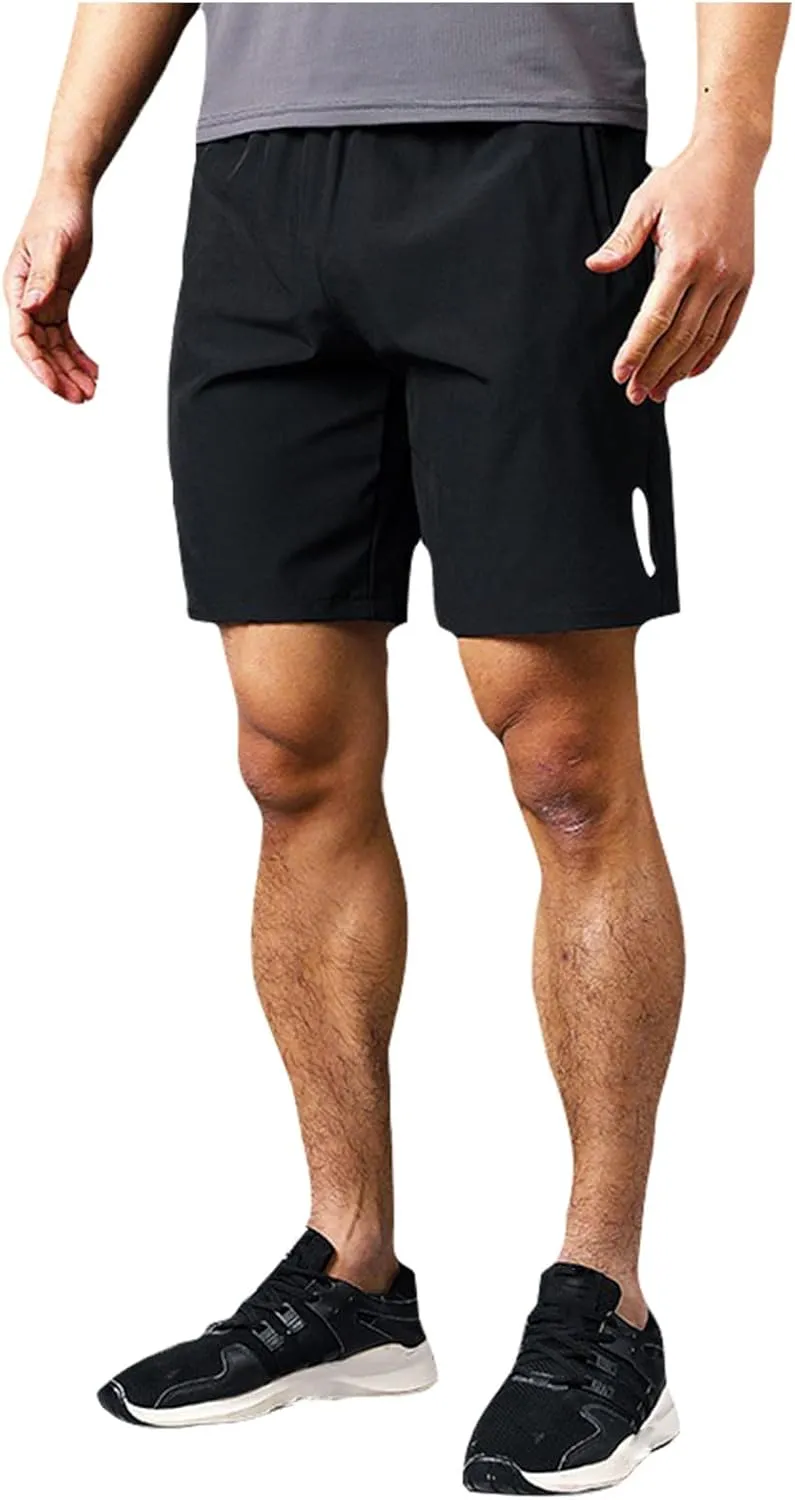 Ymosrh Men's Running Athletic Shorts Lightweight Quick Dry Workout Gym Shorts with Zipper Pocket, M-5XL