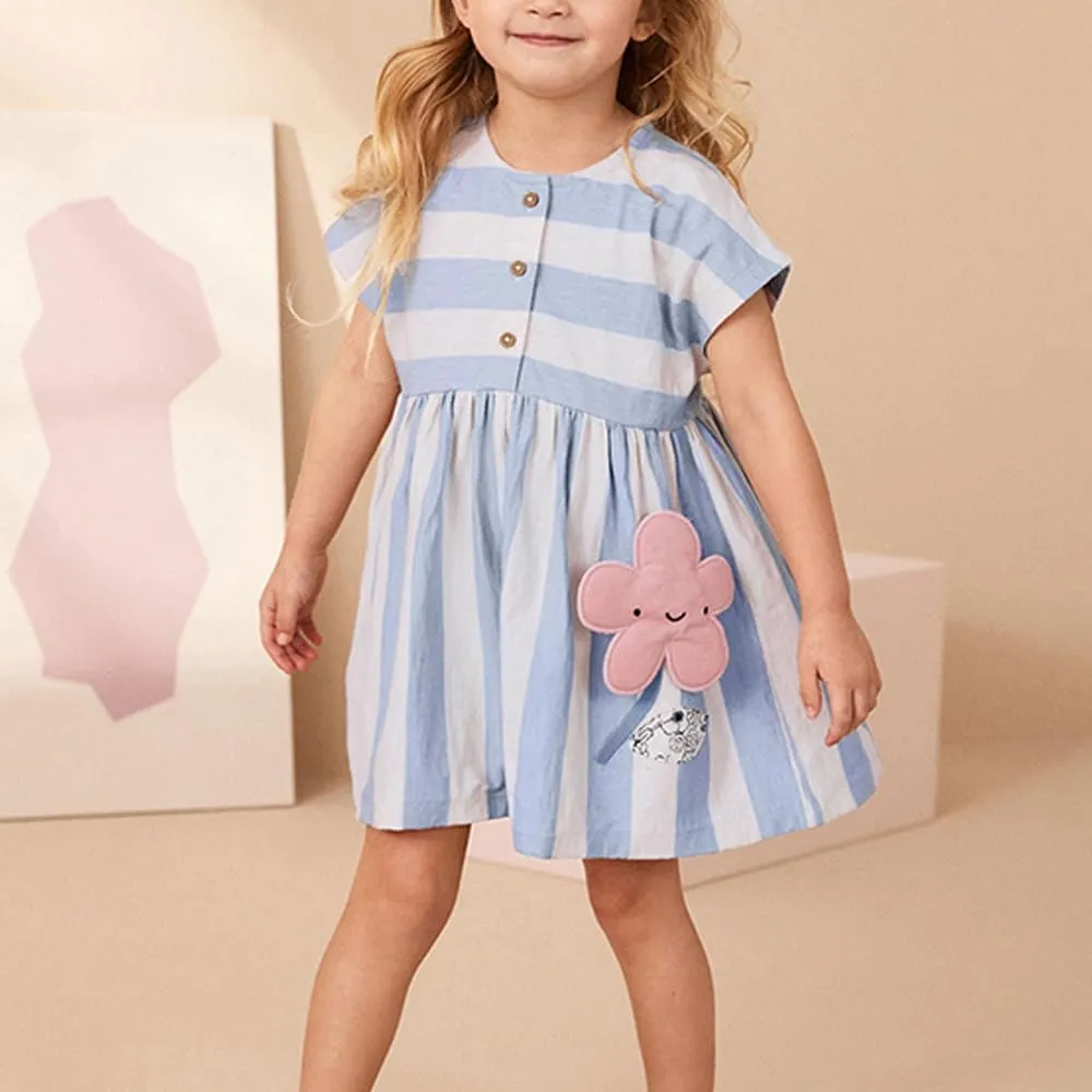 Youlebao Little Girls Short Sleeve Dresses Cotton Casual Clothing