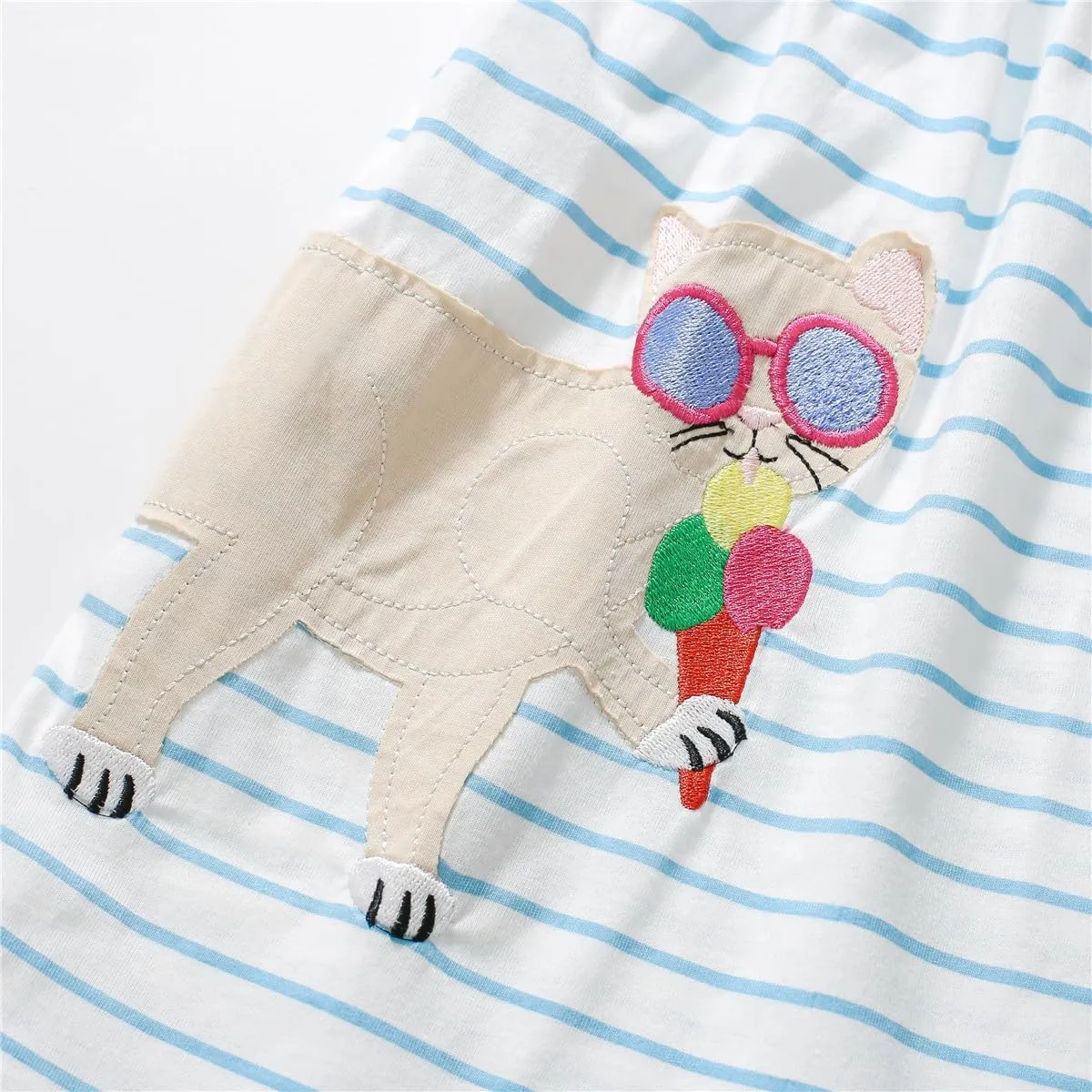 Youlebao Little Girls Short Sleeve Dresses Cotton Casual Clothing